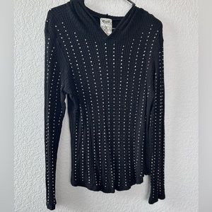 Black bedazzled long sleeve top